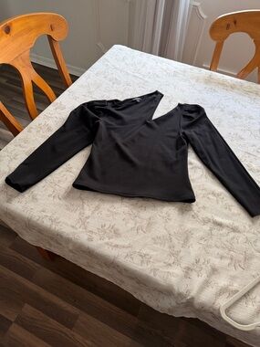 Express Black Long Sleeve V-Neck Top